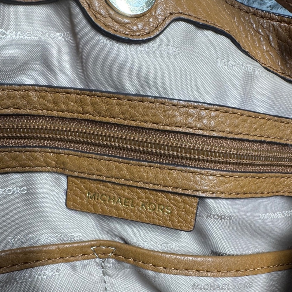 Michael Kors Luggage Brown Pebbled Leather Triple Compartment Shoulder Bag Tote - Picture 6 of 7